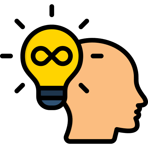 Philosophy concept - head with atom symbol
